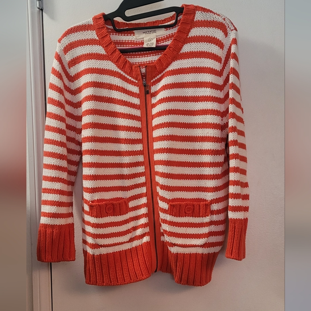 Women's Striped Sweater - Red and White